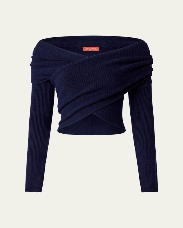 Mimi Off-Shoulder Wrap Wool Cashmere Sweater